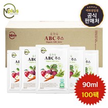[마더네스트] 엔플러스 오가닉 ABC 주스 90ml x 100팩 사과 비트 당근 블랜딩, 단품, 단품