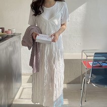 여자 플리츠 슬립 주름 뷔스티에 롱원피스