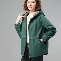 WSG 여성 봄가을 40대 50대 세미 후드 점퍼 빅사이즈 긴팔 아우터 자켓 M~4XL