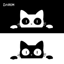 차량용 고양이 스티커 트렁크 주유구 꾸미기, 1개, 블랙