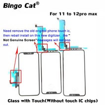 OEM NO TOUCH IC TP 디지타이저 스크린 유리 및 OCA 접착제 필름 아이폰 11 프로 12 맥스용 터치 패널 칩, 06 With IC XSM