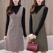스타일아유 여성 체크 베스트 원피스 캐주얼 데이트룩