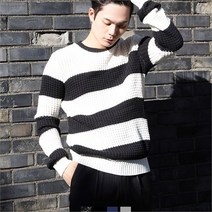 넘버나인 스트라이프 남자니트