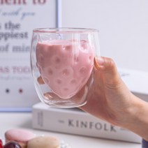 인블룸 1+1세트 과일 이중유리컵 250ml (딸기 포도), 딸기 2개입