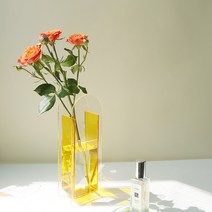 꽃병 생화 조화 화병 아크릴 꽃병 다채로운 예술 꽃꽂이 수경 꽃 컨 방꾸미기 데코 소품, 01 Half Yellow