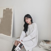 여자 데일리 기본 심플 셔츠 배색 무지 원피스