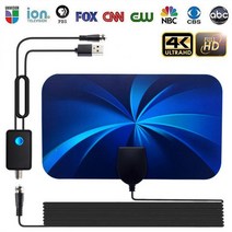 TV안테나 tv 안테나 TV안테나선 2022 새로운 1080p 25db 고 이득 hd d 상자 디지털 eu 플러그 3000 마일 부스터 활성 실내 공중 평면 디자인, 검은 색