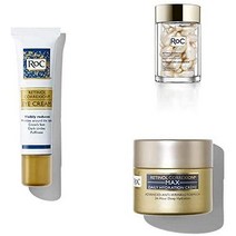 RoC Retinol Correxion Line Smoothing Regimen 스킨 케어 번들 : RoC 아이 크림 + 밤용 레티놀 세럼 캡슐 + 낮 동안 히알루 론산 함유 수분