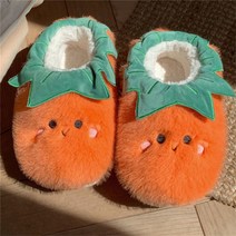 귀여운 3D 뚱뚱한 신발 개구리 가지 당근 디자인 부드러운 층간소음 방지 슬리퍼 실내화 사무실 거실 실내 털 보온 겨울 여름 거실화 커스텀 기능성, E.토마토 + 230-235