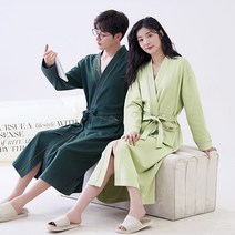 3초샤워가운 커플 잠옷 여성 목욕 가운 성인 순면 가을 2023 새로운 면화 남성 긴 드레싱, 17. 여성M이 남성L에게 YP9601 커플세트 2인