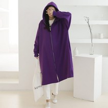 쁘니걸 기모오버후드집업 빅사이즈 여성의류 루즈핏후드집업 롱후드집업 겨울기모집업 후드집업