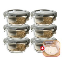 락앤락 오븐글라스 이유식용기 6개세트 + [가쯔 전자렌지용기 1종] 내열유리 밀폐용기, 130ml