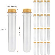 투명 플라스틱 테스트 튜브 금 나사 캡 공예 20개 40ml