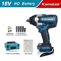 전동렌치 Kamolee-트럭 타이어 열 수 있는 도구 DTW700 1800N.m 하이 토크 전기 임팩트 렌치 1/2 인치 마, 02 No Battery ToolBox B_02 EU
