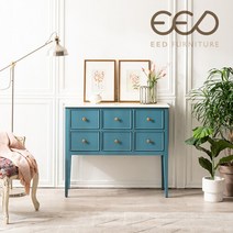 [이드가구] 프렌치 빈티지 엔틱가구 블루 엔틱 화장대 콘솔 R1319, 단품