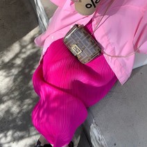 플리츠 롱 미디 스커트 여름 맥시 주름