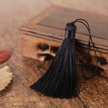 더치커피 메이커 2/5pcs 8cm 짧은 술 스파이크 폴리 에스터 실크 작은 북마크 키 체인 tassels DIY 바느질, 22 black_01 8cm  2pcs