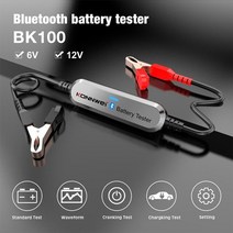 bk100 블루투스 5.0 자동차 오토바이 배터리 테스터 6v 12v 배터리 모니터 100 2000 cca 충전 크랭킹 테스트 도구, 은