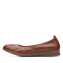 Clarks 여성용 Airabell 미드 발레 플랫 블랙 가죽 12202551, 6.5 Wide, Tan Leather, Tan Leather