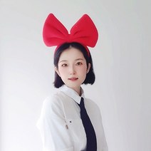 빅사이즈 뽀글이 리본 머리띠 빨간 백설공주 졸업사진 헤어밴드 블랙 레드 사진 촬영