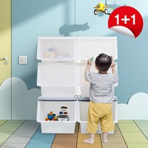 [국내생산] 1+1 슬라이딩 기저귀 장난감 정리함 리빙박스, 05.슬라이딩-화이트/1+1특대형