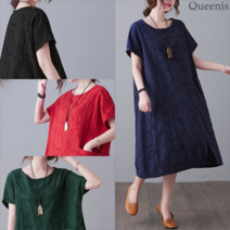 퀸이즈 퀸이즈 플라워 패턴 면마 원피스