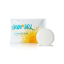 Sun Sol 벌크 럭셔리 클렌징 바 따뜻한 코코넛 및 바닐라 향 플리츠 랩 여행용 사이즈 세면 용품 미니 호텔 어니티 25.5g0.9온스 500팩 USA 미국
