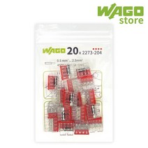 와고 전선커넥터(단선용) 4폴 20개입 wago2273-204C, 2273-204C 20개입