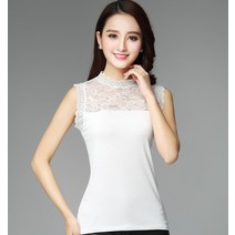 레이스 봄 여름 스탠딩카라 민소매 an inner vest 미드 목폴라 이너티셔츠 슬림핏 빅사이즈 2147175851