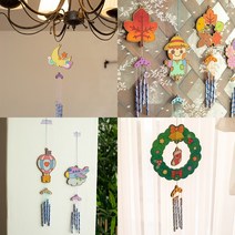 [바이위즈] 나무 풍경 튜브벨 만들기 우드 DIY 공예 색칠 놀이 종 돌봄 교실 우드 공예 어린이 인테리어 소품 현관 문, 튜브벨(하트)+스티커선물