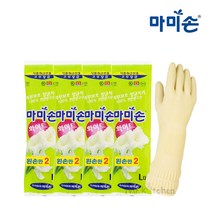 마미손 고무장갑 화이트 대 왼손2개 5켤레, 대(L)