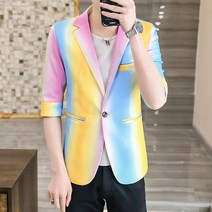 코지 업 여름 남성용 슬리브 넥타이 염색 작은 정장 슬림 코트