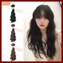 뷰티 여성 붙임 55센치 똑딱이 여자 부분헤어 패션 긴머리 긴 가발 곱슬가발 자연스러운 티안나게, LD-1079 부분가발(1P)(긴곱슬55CM)_다크브라