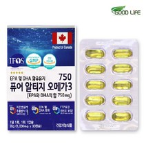 굿라이프 퓨어 알티지오메가3 초임계 장용성 rtg오메가3 epa dha 비타민d 엔초비오메가3 비타민e 연어 오메가3 캐나다 오메가쓰리 선물 홈쇼핑 추천 효능, 30캡슐 x 1박스