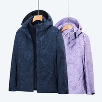 가을과 겨울 연인 골프 의류 여성 골프 의류 폭행 의류 남성 가을과 겨울 3 대 1 탈착식 방풍 방수 여성 등산 의류 애호가 패션 코트, 여성-베이지 꽃 6268, M
