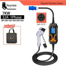 Feyree 휴대용 EV 충전기 월박스 타입 1 j1772 7KW 32A 상 CEE 플러그 EVSE 충전 박스 전기 자동차 충전기용 5m 케이블 694706, 7KW 5M NO Adaptors 694706 _Typ