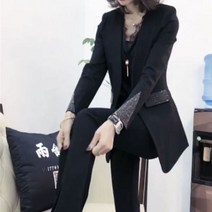 화이트블루 우아한 사무실 여성용 매칭 세트 블레이저 정장 바지 럭셔리 2 피스/세트 한 여성 바지 패션 피스 2023