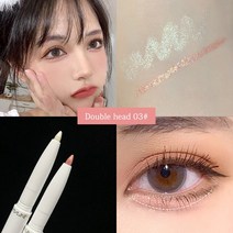 더블 헤드 아이섀도우 펜 오래가는 방수 및 피지 않는 반짝이는 진주 광택 아이라이너 젤 아이 섀도우 스틱, 03 03 Double head