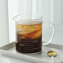 하우키친 내열유리 계량컵 손잡이 눈금 유리컵, 350ml