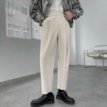 남자통바지 와이드 체크무늬 치노 벨트 디자인 남자 드레스 바지 봄 여름 단색 높은 허리 루스 캐주얼 레그