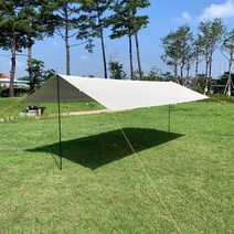 하스비크 블랙코팅 렉타 타프 차박 차량 초경량 자외선차단 그늘막 차광막 4x3m 폴대포함, 렉타타프-탄베이지(실버코팅)