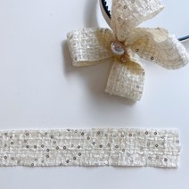40mm폭 리본 공예 머리핀재료 헤어핀만들기 부자재 재료 diy 스팽글 아이보리, 상세페이지 참조, 상세페이지 참조