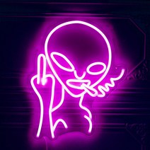 LED 네온 사인 흡연 외계인 디자인 개성 녹색 가정 게임방 키즈 룸 침실용, 05 rose