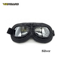 자전거 고글 헬멧 싸이클헬멧 WooBong 바이크 오토바이 MX 고글 레트로 2 차 세계 대전 빈티지 파일럿 할, 04 Silver