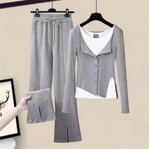 봄가을 여성 투피스 긴팔티+바지 블라우스 빅사이즈