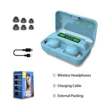 OTVP TWS F9 블루투스 이어폰 샤오미 50 스테레오 방수 무선 헤드폰 핸즈프리 Binaural 헤드셋, 02 D-Light Blue, D-Light Blue