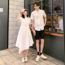 DFMEI 커플룩 여름 디자인 느낌 셔츠 여원피스 혼인신고 증명사진 화이트 셔츠