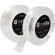 10M(5Mx2개) 접착흔적 없는 고릴라 클리어겔 실리콘 방수 양면테이프 대용량, 두께 2mm x 폭 30mm x 총길이10M