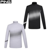 핑 핑(PING) 골프웨어 봄 남성 프린트 하프넥 긴팔 이너 티셔츠 111B1TI012_GYBK