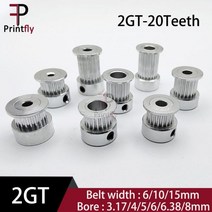 Printfly 2GT 20 GT2 타이밍 풀리 2M 벨트 폭 61015MM 보어 3.174566.358MM 선형, Bore 5mm, Belt width 6mm